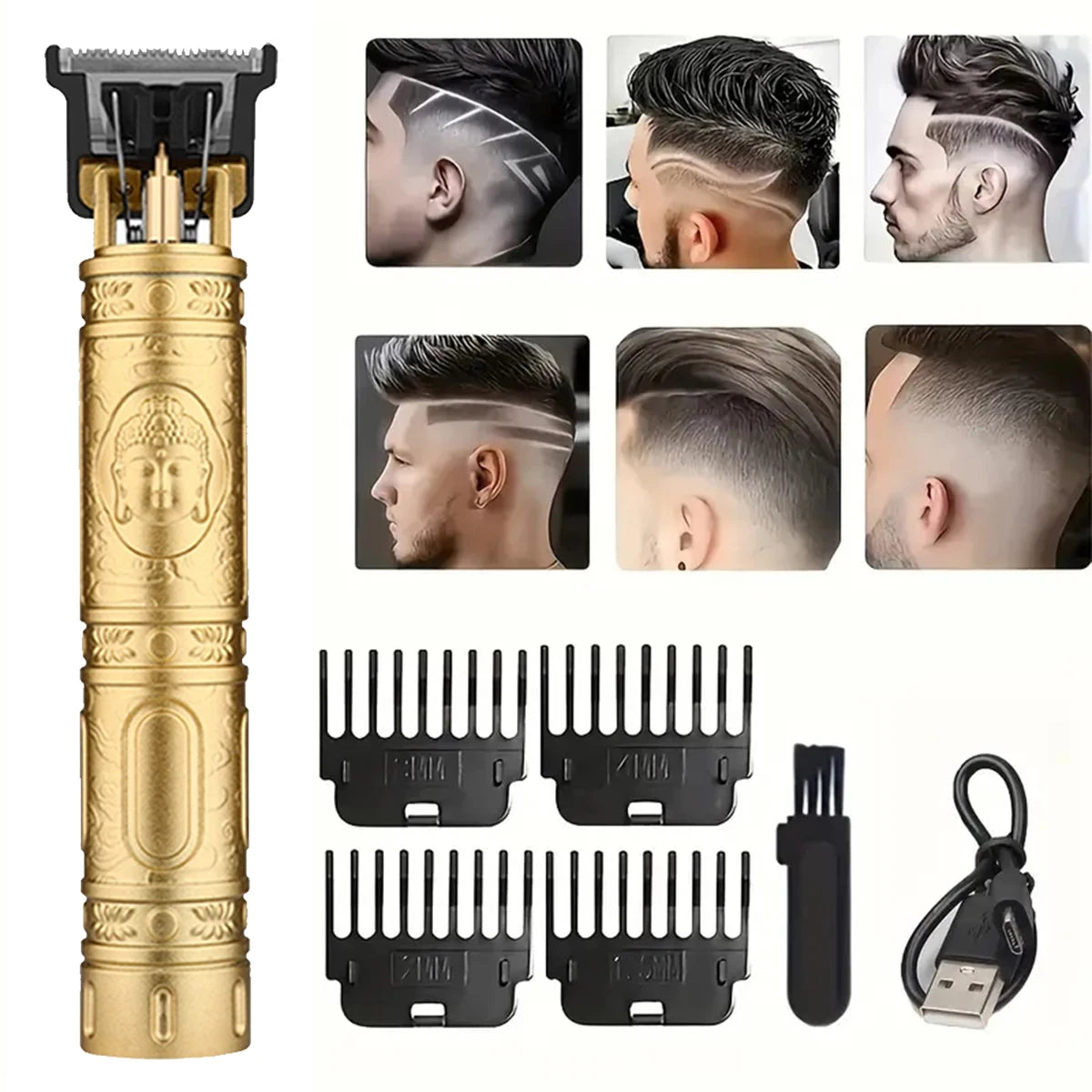 Professional Vintage Electric Rechargeable Hair Clipper Machine Hair Barber Trimmer for Men Hair Cutting