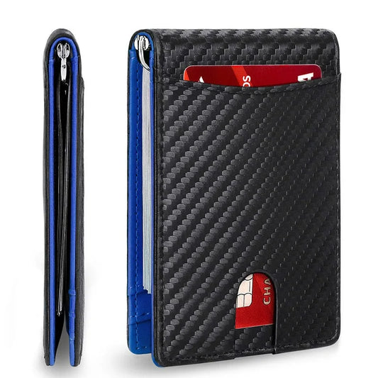 Stylish Slim RFID-Blocking Wallet: Leather Credit Card Holder & Money Clip for Men