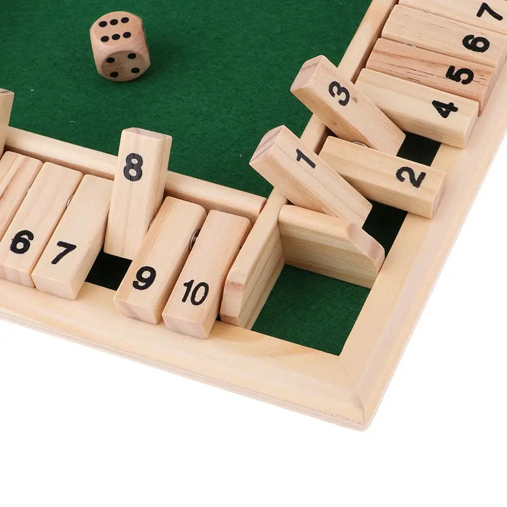 Shut the Box Dice Game – Wooden Party Classic for 4 Players, Perfect for Family Fun, Pub Nights, & Endless Laughter!