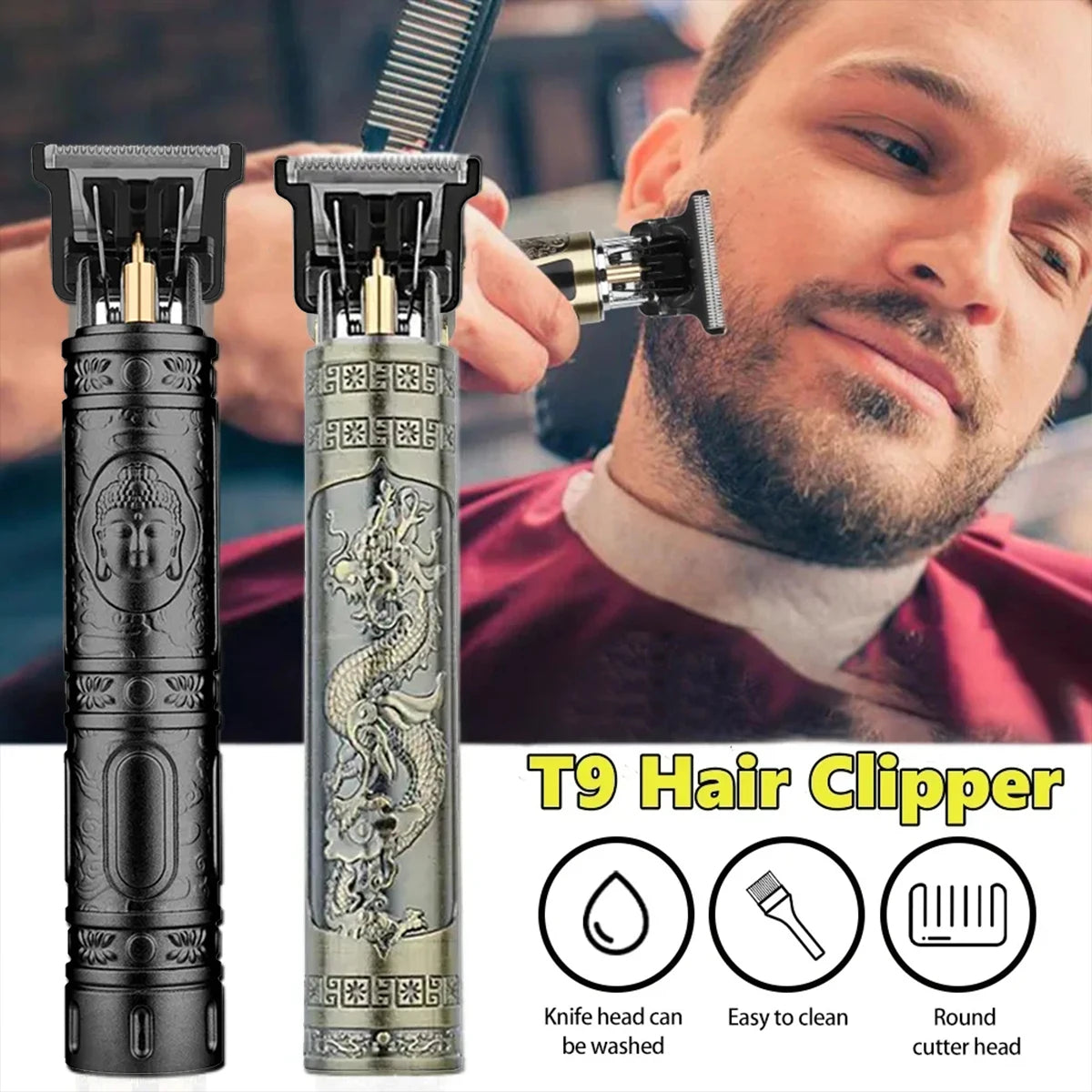 Professional Vintage Electric Rechargeable Hair Clipper Machine Hair Barber Trimmer for Men Hair Cutting