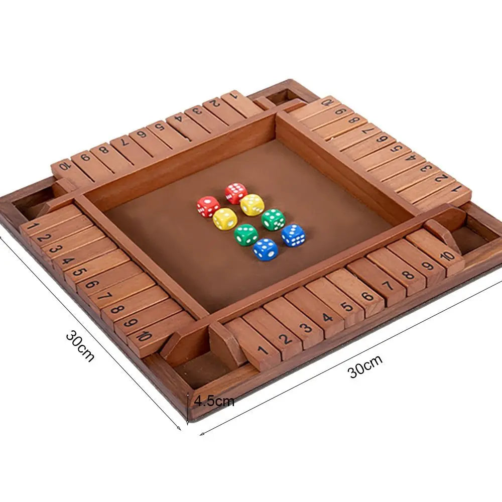 Shut the Box Dice Game – Wooden Party Classic for 4 Players, Perfect for Family Fun, Pub Nights, & Endless Laughter!