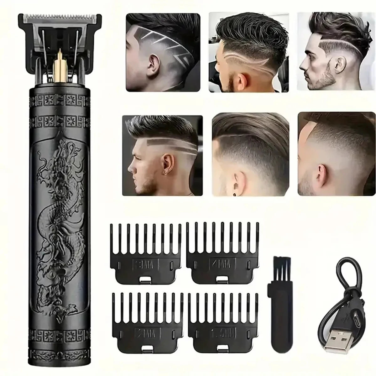 Professional Vintage Electric Rechargeable Hair Clipper Machine Hair Barber Trimmer for Men Hair Cutting