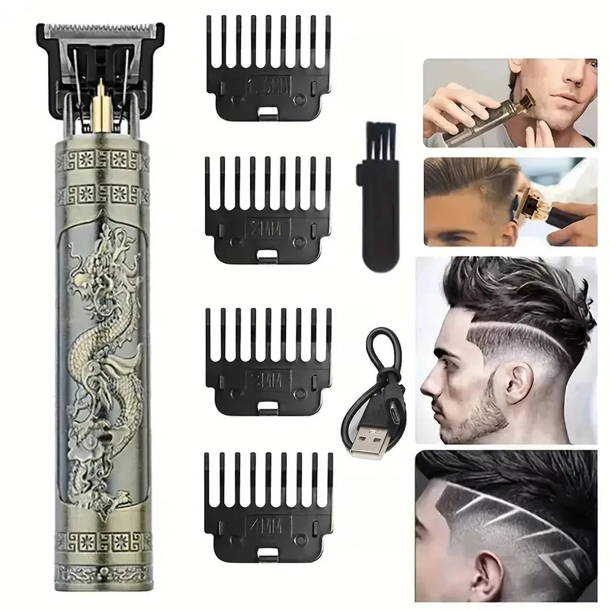 Professional Vintage Electric Rechargeable Hair Clipper Machine Hair Barber Trimmer for Men Hair Cutting