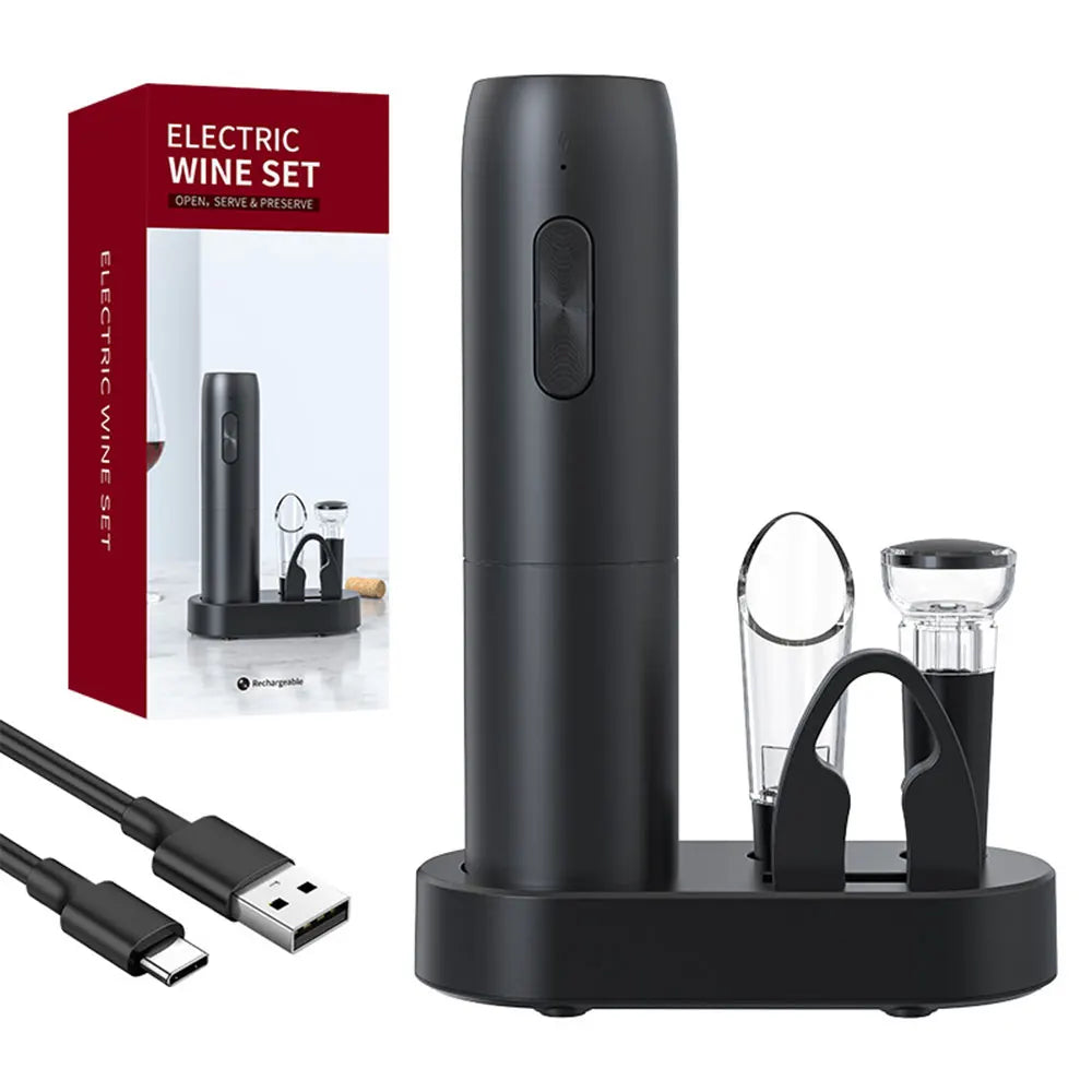 Effortless Electric Wine Opener: Automatic Corkscrew with Charging Base for Red & White Wines