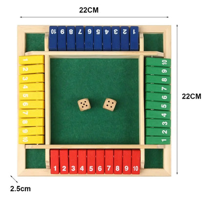 Shut the Box Dice Game – Wooden Party Classic for 4 Players, Perfect for Family Fun, Pub Nights, & Endless Laughter!