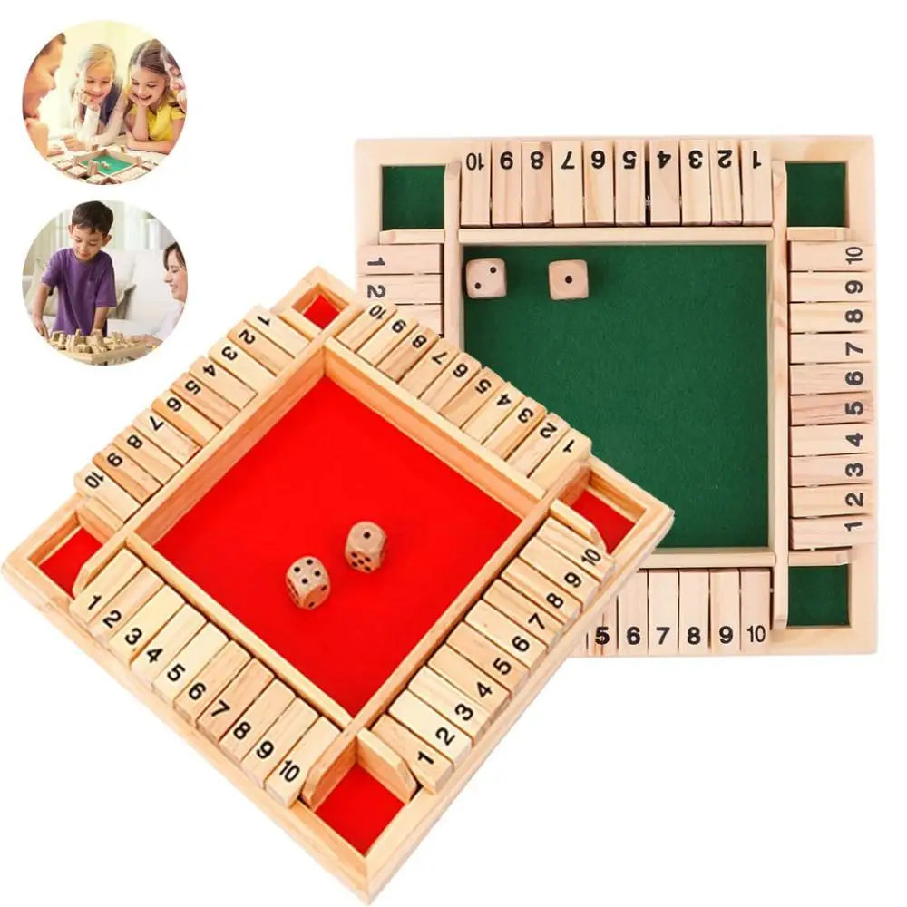 Shut the Box Dice Game – Wooden Party Classic for 4 Players, Perfect for Family Fun, Pub Nights, & Endless Laughter!