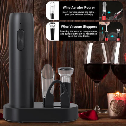 Effortless Electric Wine Opener: Automatic Corkscrew with Charging Base for Red & White Wines