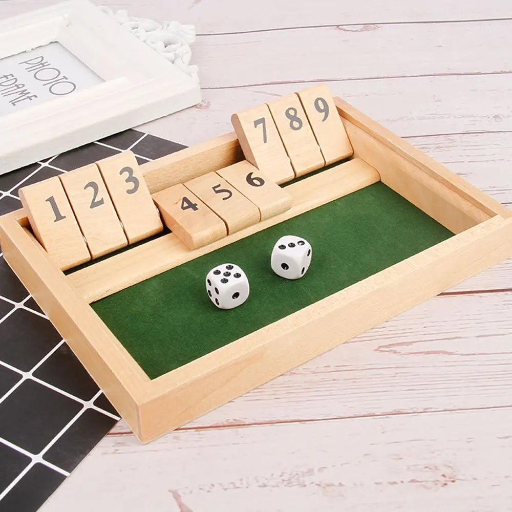 Shut the Box Dice Game – Wooden Party Classic for 4 Players, Perfect for Family Fun, Pub Nights, & Endless Laughter!