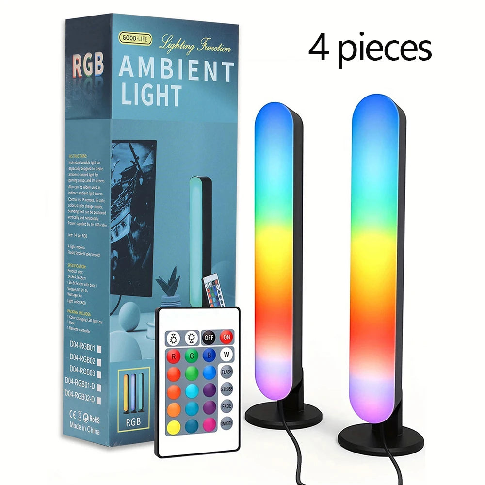 RGB Music Rhythm Light Bar: USB Rechargeable Sound-Activated Desk & Christmas Decor