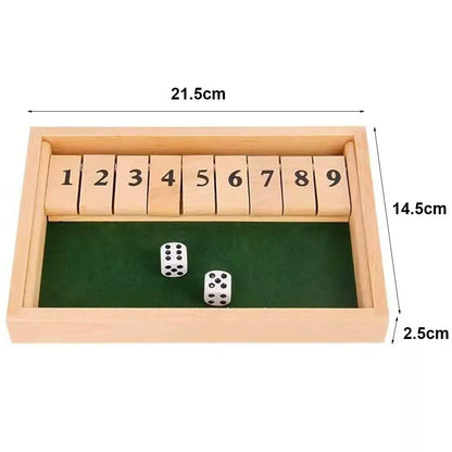 Shut the Box Dice Game – Wooden Party Classic for 4 Players, Perfect for Family Fun, Pub Nights, & Endless Laughter!