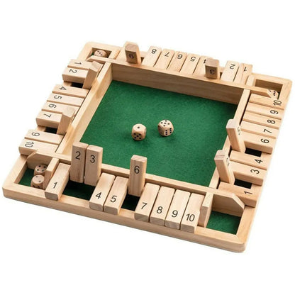 Shut the Box Dice Game – Wooden Party Classic for 4 Players, Perfect for Family Fun, Pub Nights, & Endless Laughter!