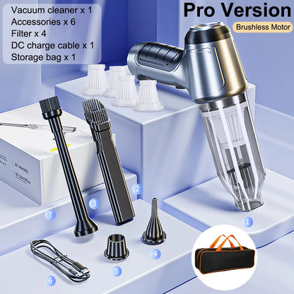 Portable Wireless Car Vacuum Cleaner: 2-in-1 Vacuum & Blower with Pro & Basic Versions